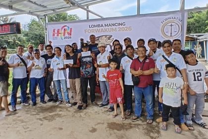 Tek Foto: Forwakum bersama puluhan wartawan menggelar lomba mancing jelang peringati Hari Pers Nasional 2026 di Pemancingan Tentara Langit MBAU, Pancoran, Jakarta Selatan. (Dok. Panitia)